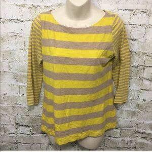 LOFT Striped 3/4 Sleeve Knit Top